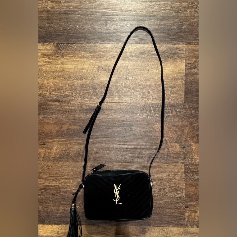 Yves Saint Laurent Black Suede Lou Crossbody Camera Bag